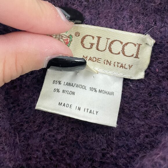 VTG Gucci Womens Sweater EU 40 US M Medium Pullover Purple Collared Wool Mohair - Picture 5 of 9